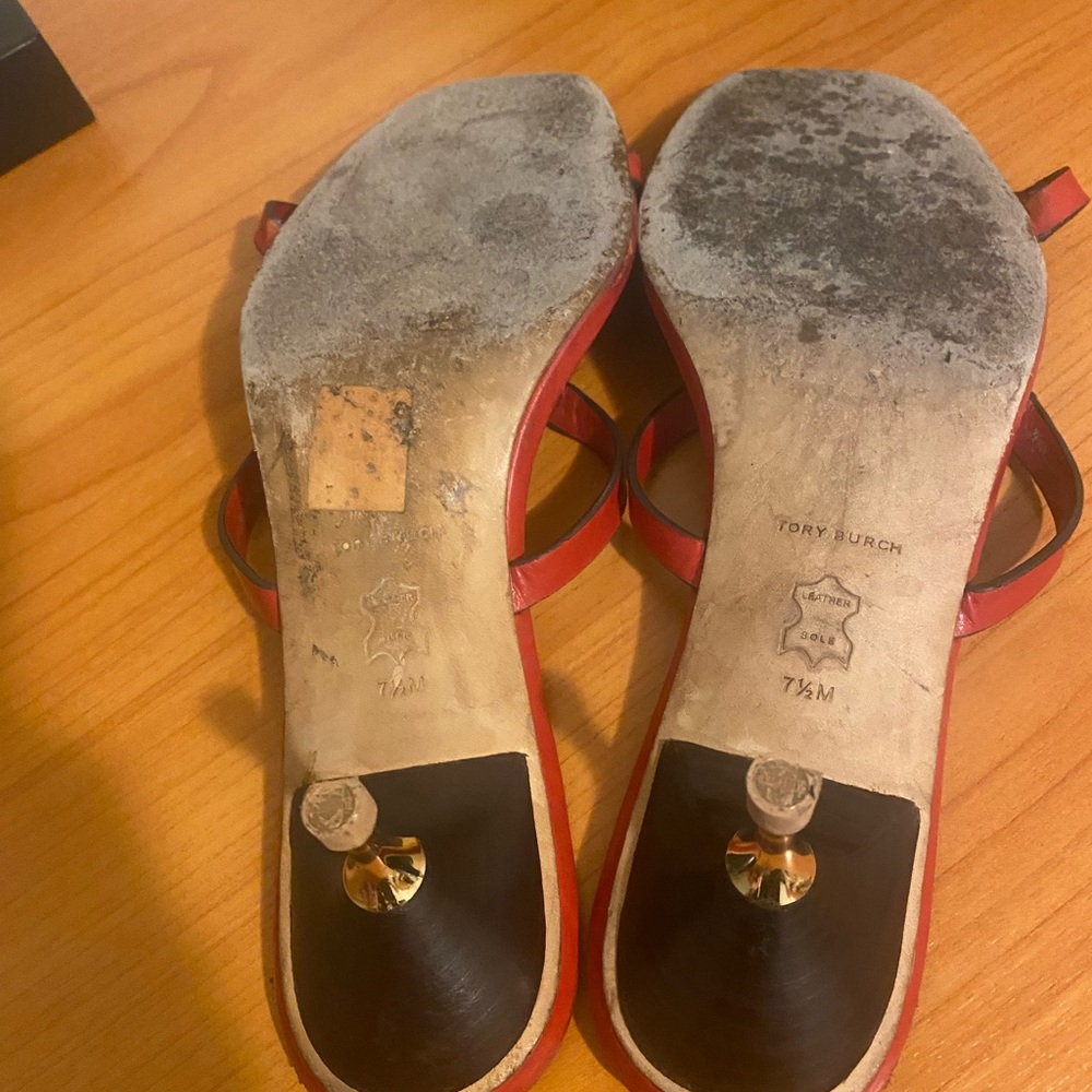 Tory Burch Red Heeled Sandals - Picture 4 of 5